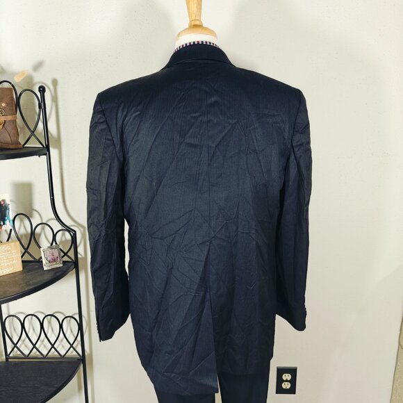 Banana Republic Men's Sport Coat Blazer Three Button Dark Navy Striped Wool 46R - Picture 11 of 15
